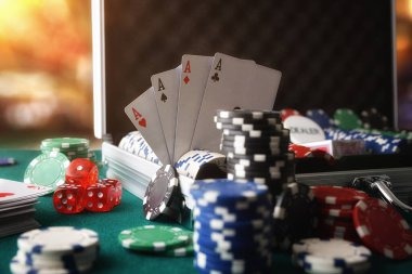 Live-dealer studio with multi-camera setup and card table